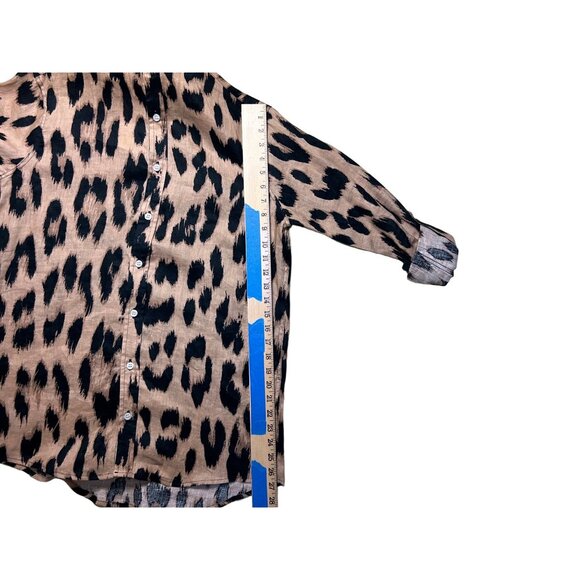 Emily Phillips Cheetah Girlfriend Button Down Linen Shirt Size 4 Made In USA - Picture 6 of 7